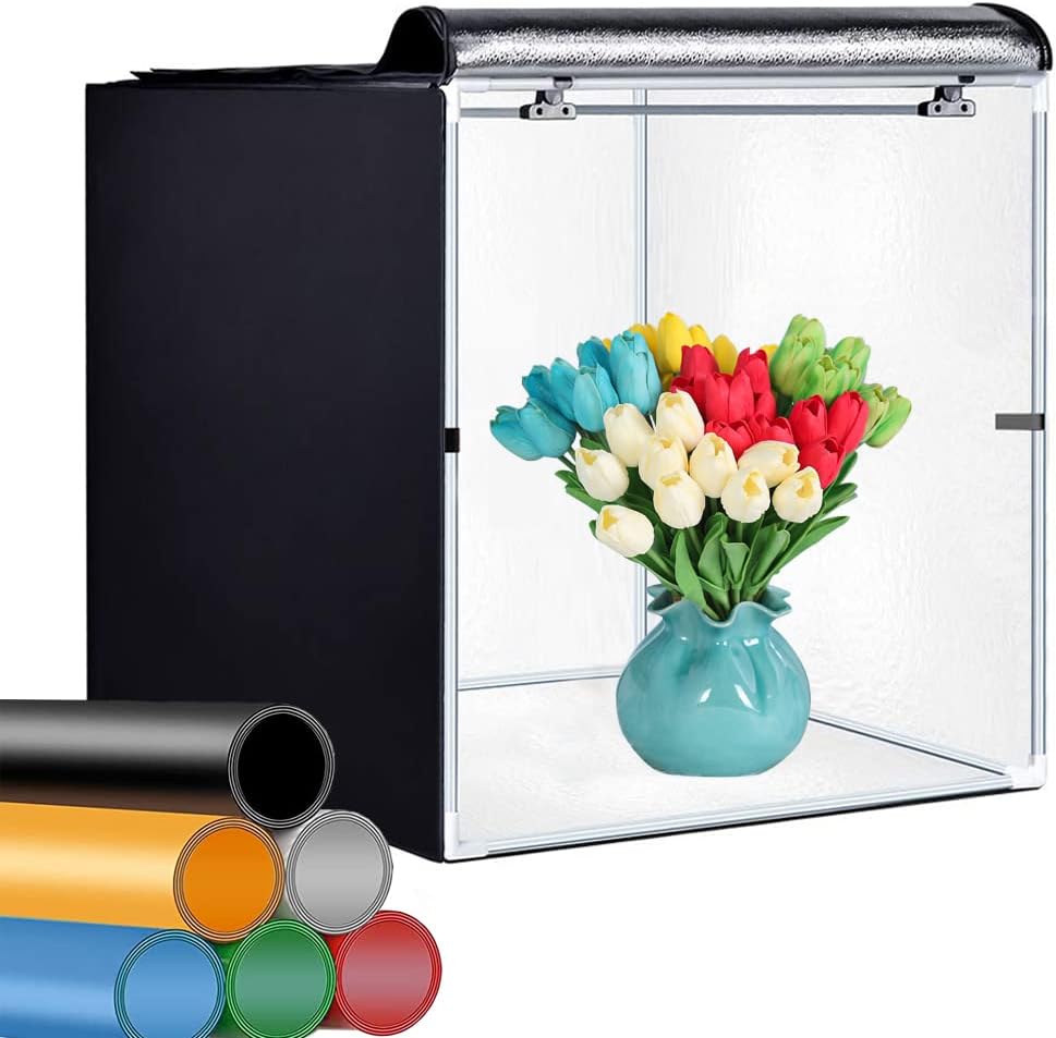 Portable Foldable 24 x 24 Inch Photo Studio Light Box Kit with LED Lights and 6 Color Backdrops P687818