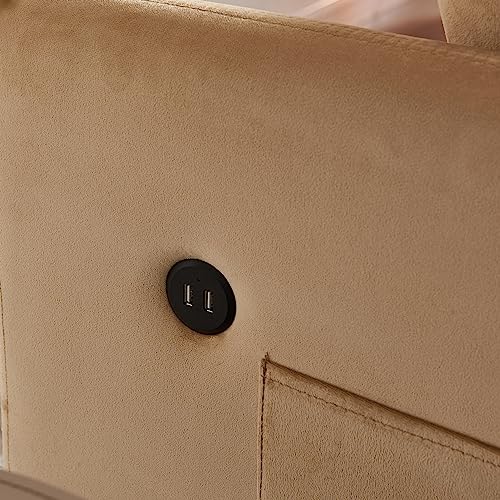 Pink Velvet Full Size Pull Out Sofa with USB Port X216