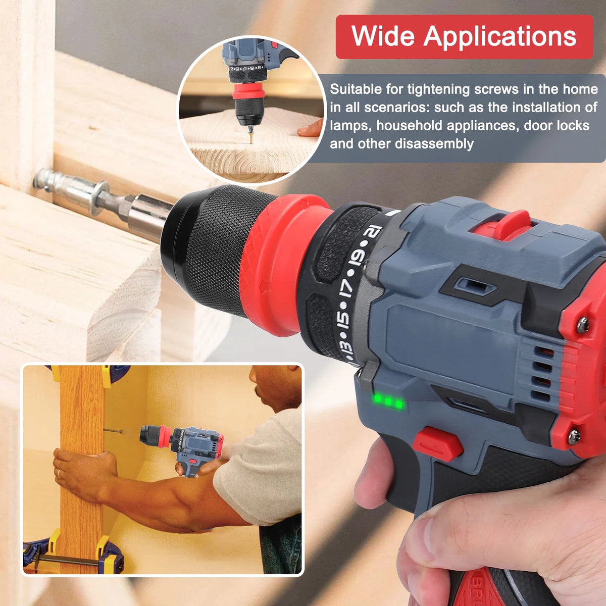Electric Drill 2in1 Lithium Screwdriver Power Tool C585004