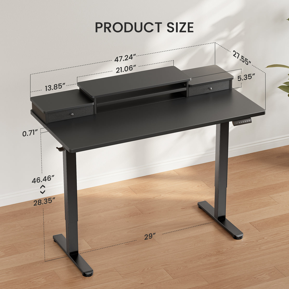 Black Electric Standing Desk with Drawer I45306