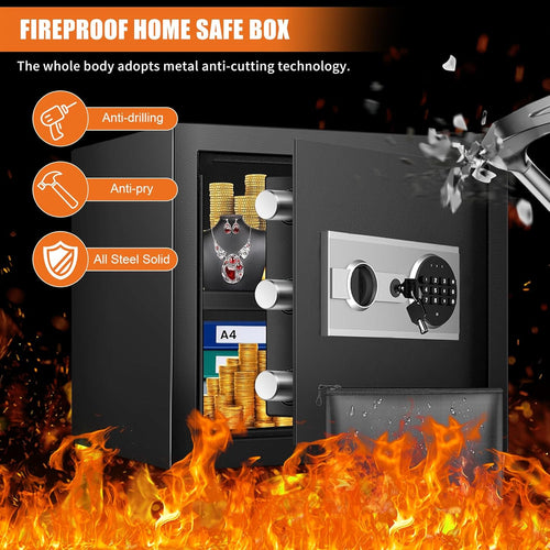 1.5 Cu ft Fireproof Waterproof Digital Home Safe Box with Detachable Shelf Z10504