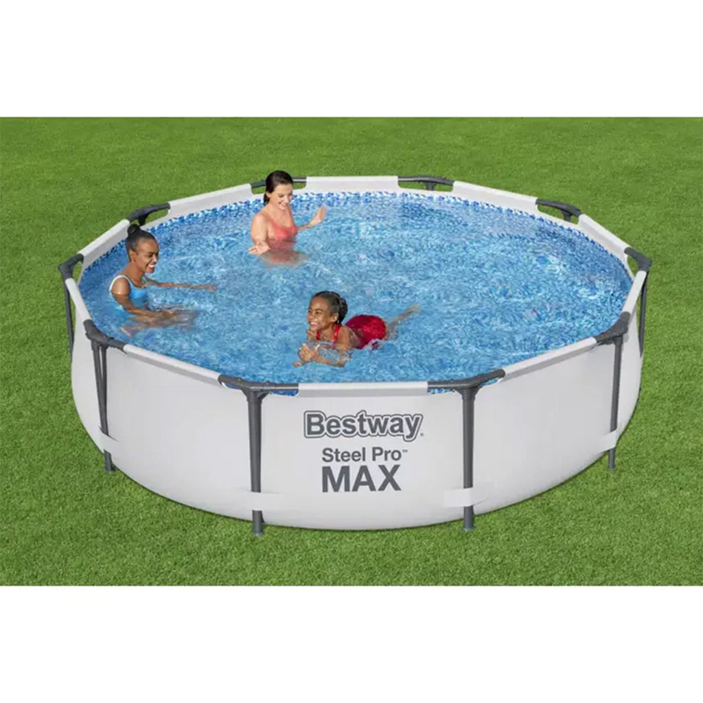 10'x30 Round Metal Frame Above Ground Swimming Pool with Pump K769916