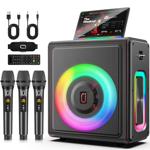 Portable Bluetooth Karaoke Machine with 2 Wireless Microphones G758