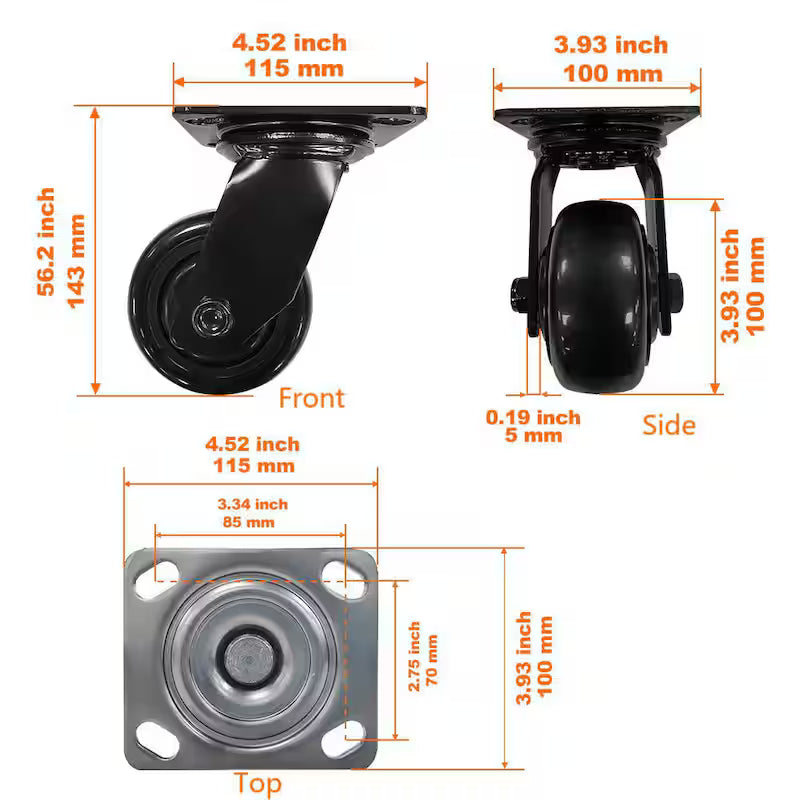 4 in. Caster Kit for Welded Steel Garage Base Cabinets G153575