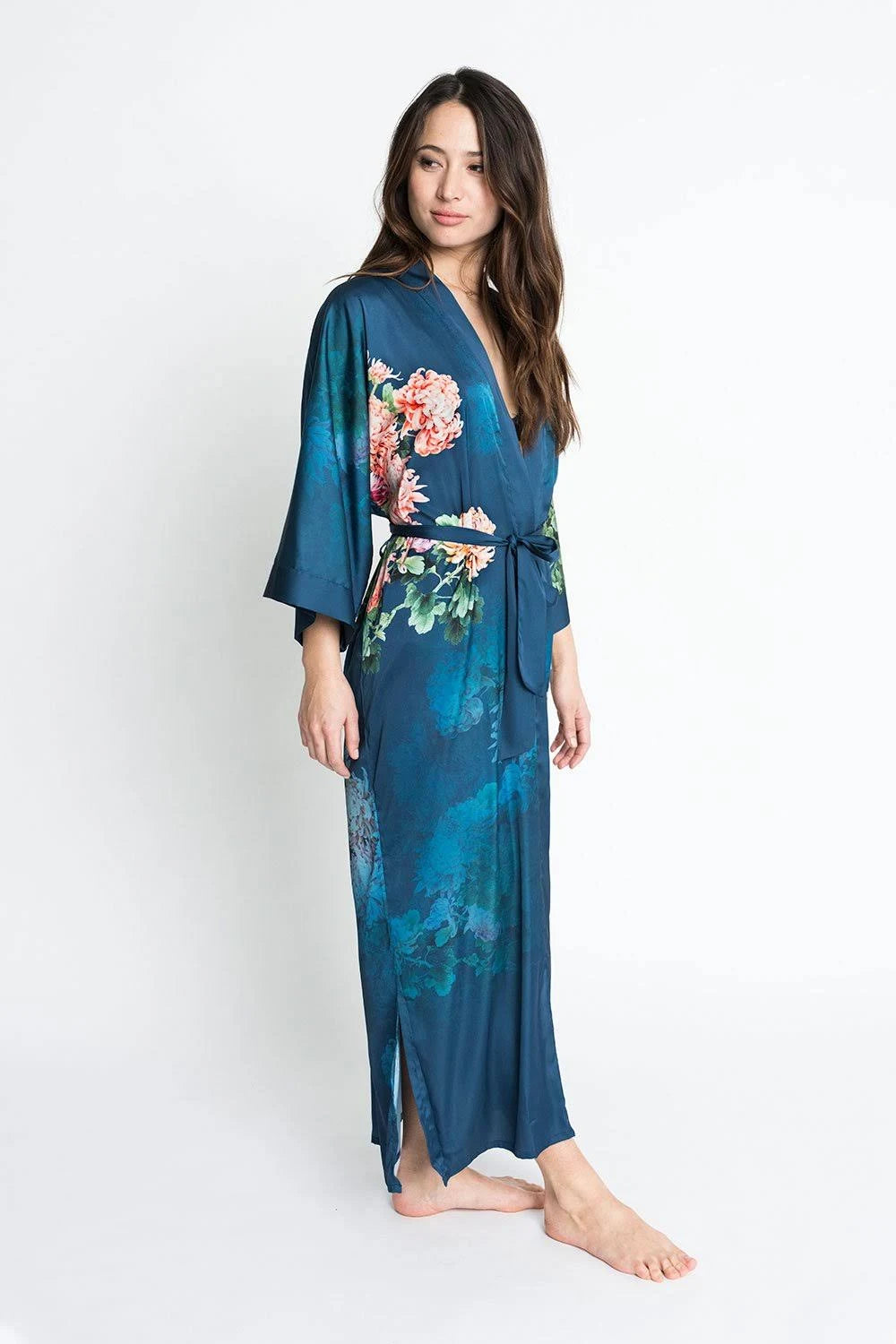 Coral Chrysanthemum Kimono Robe T93309