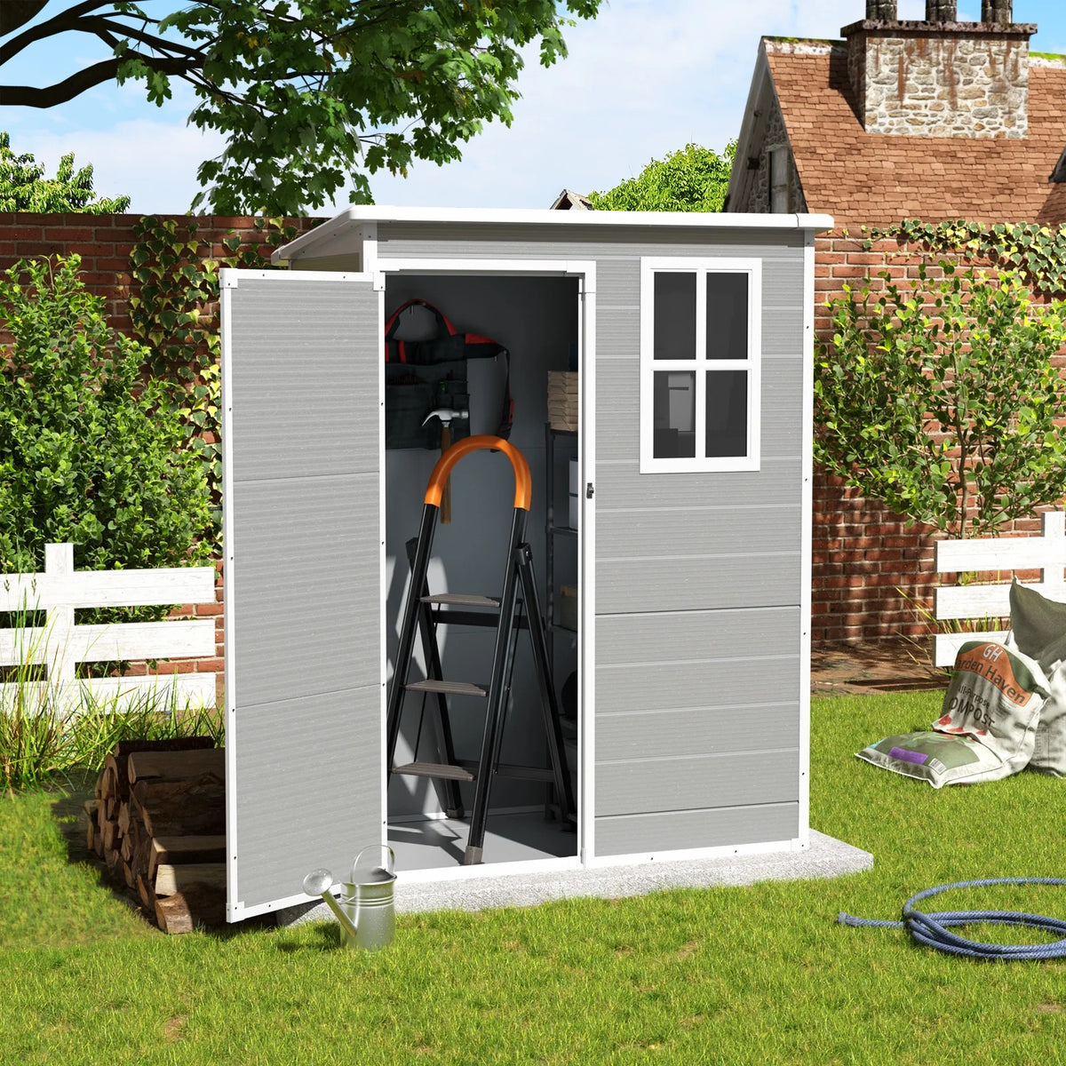 5x3 FT Resin Outdoor Storage Shed with Lockable Door F174