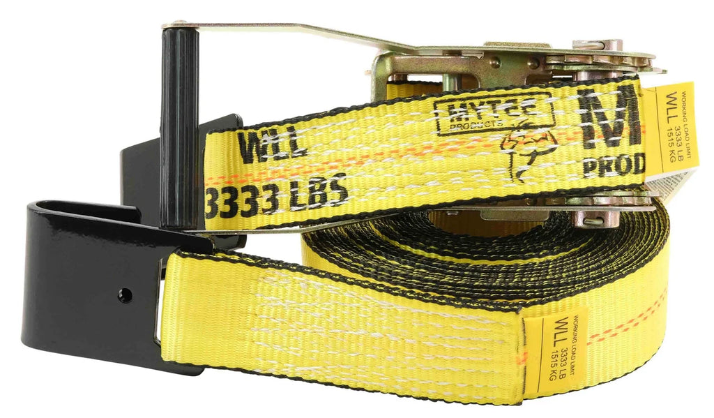 2" x 30' Ratchet Tie-Down Straps with Flat Hooks Yellow (4 Pack) F468534