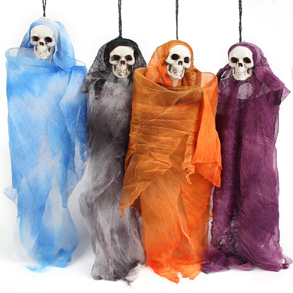 Orange Halloween Skull Doll Decoration Prop O963577