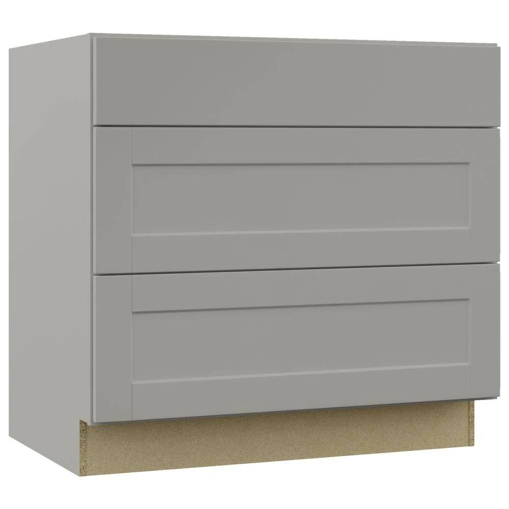 Dove Gray Shaker Pots and Pans Drawer Base Kitchen Cabinet (36 in. x 34.5 in. x 24 in.) M24976