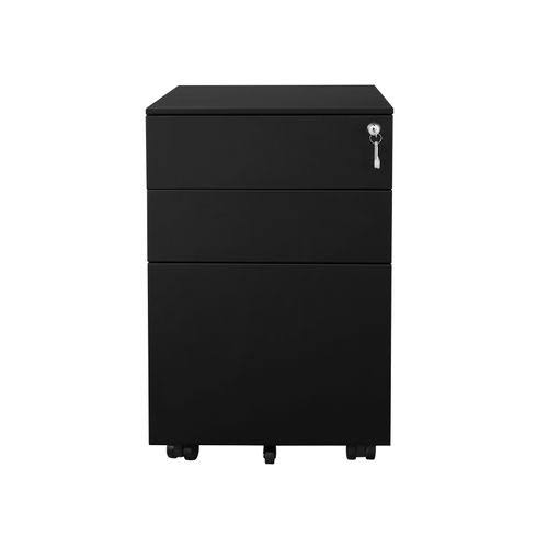 Black Steel 3 Drawer Mobile File Cabinet with Lock X26298