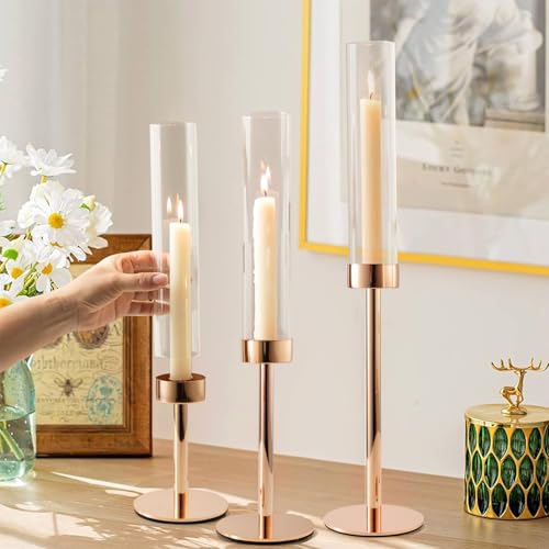Black Set of 6 Glass Taper Candle Holders F333796