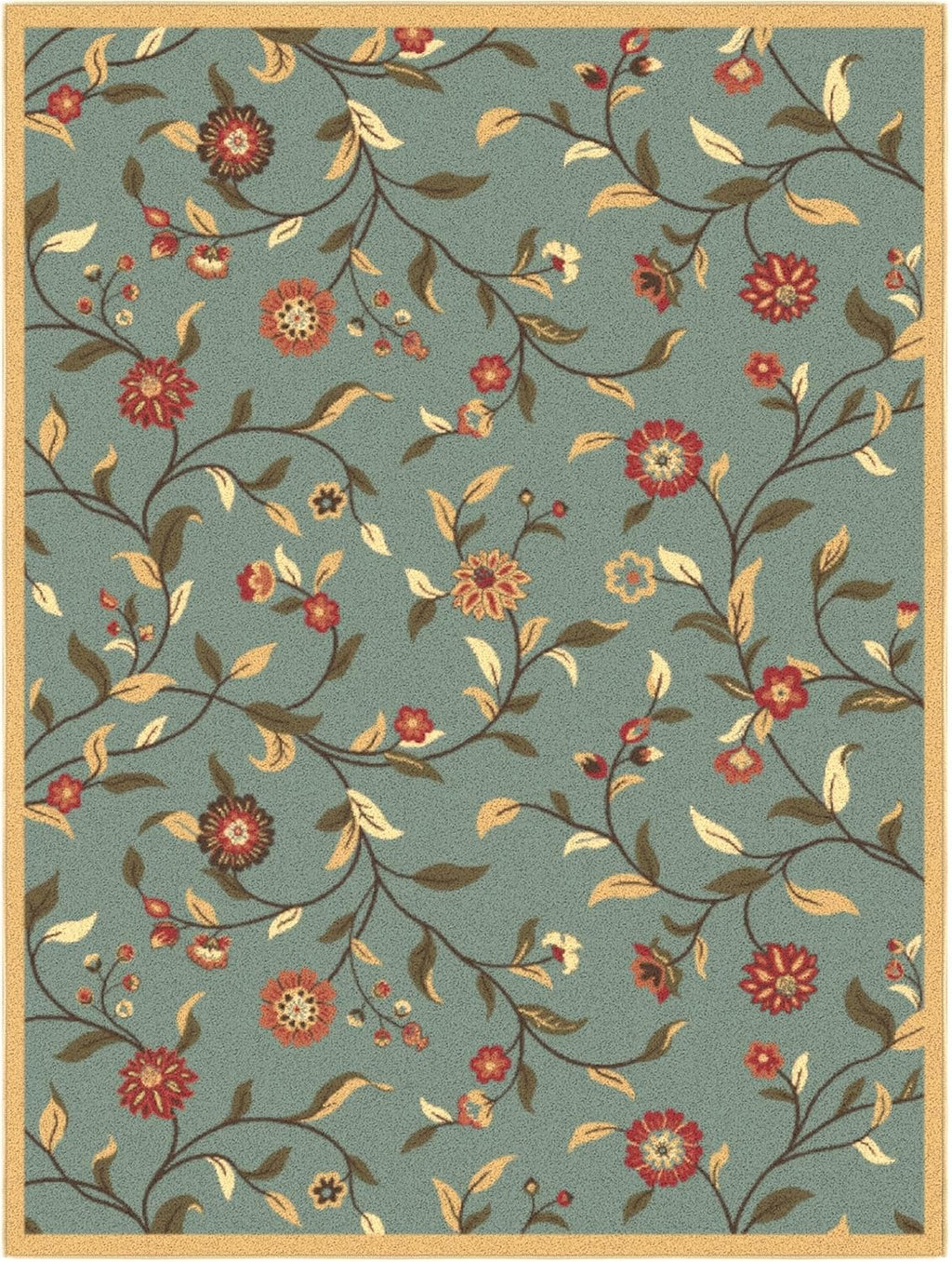 5x7 Seafoam Green Non-Slip Rubberback Traditional Area Rug G7260