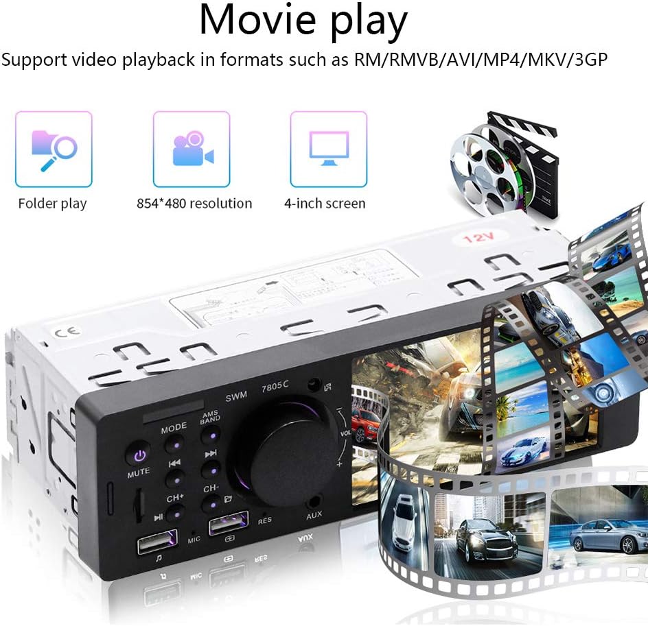 1 Din Car Radio 4.1 Inch Touch Screen Bluetooth Dual USB AUX SD M359