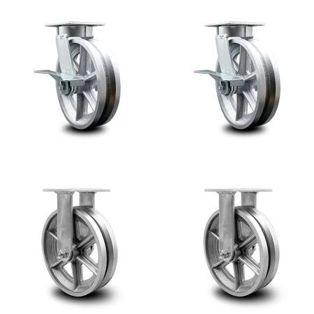 8 inch V Groove Semi Steel Swivel Caster Set R334