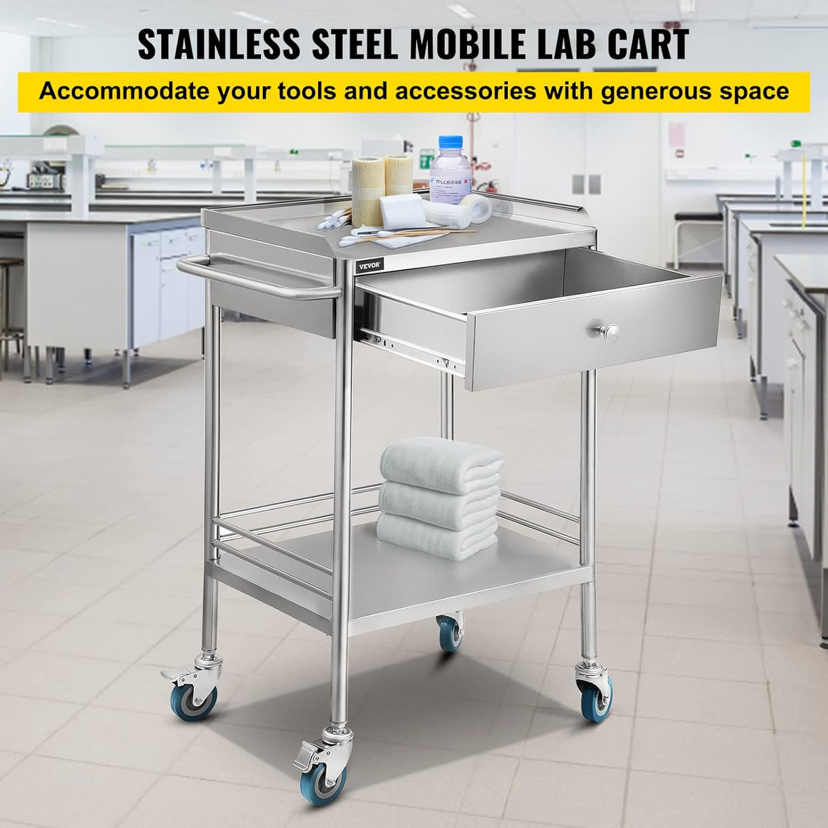 Stainless Steel Utility Cart with Wheels C333