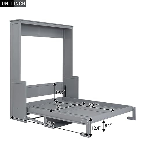 Queen Size White Murphy Bed Cabinet with Closet X111548