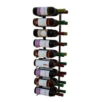 Satin Black 18 Bottle Wall Mounted Wine Rack J295