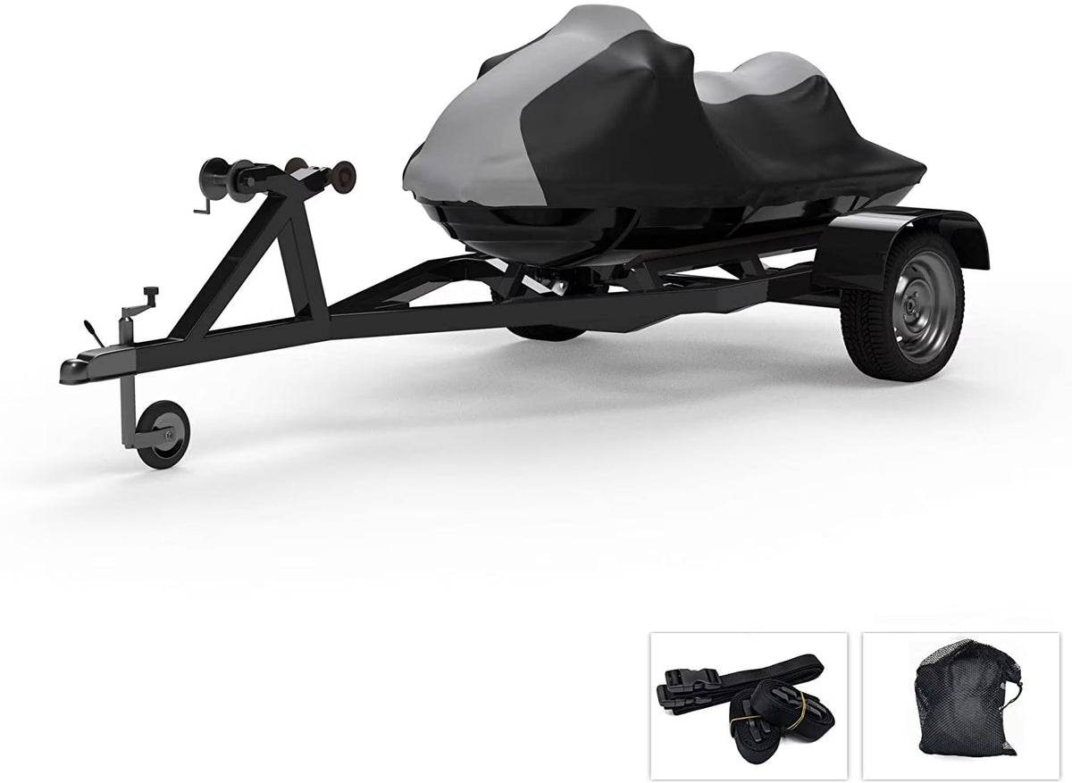 Gray/Black Jet Ski Covers with Trailer Straps and Storage Bag H2560