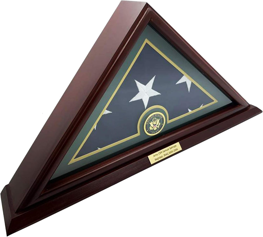 Solid Wood Cherry Finish Wall Mounted Flag Display Case I12282