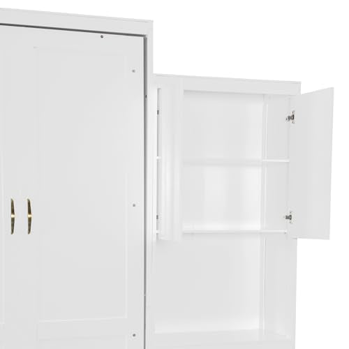 Queen Size White Murphy Bed Cabinet with Closet X111548