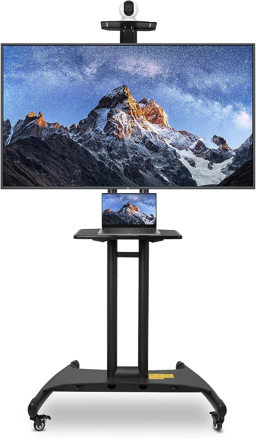 Black Height Adjustable Mobile TV Cart with Wheels for 32 to 70 inch Screens X3721