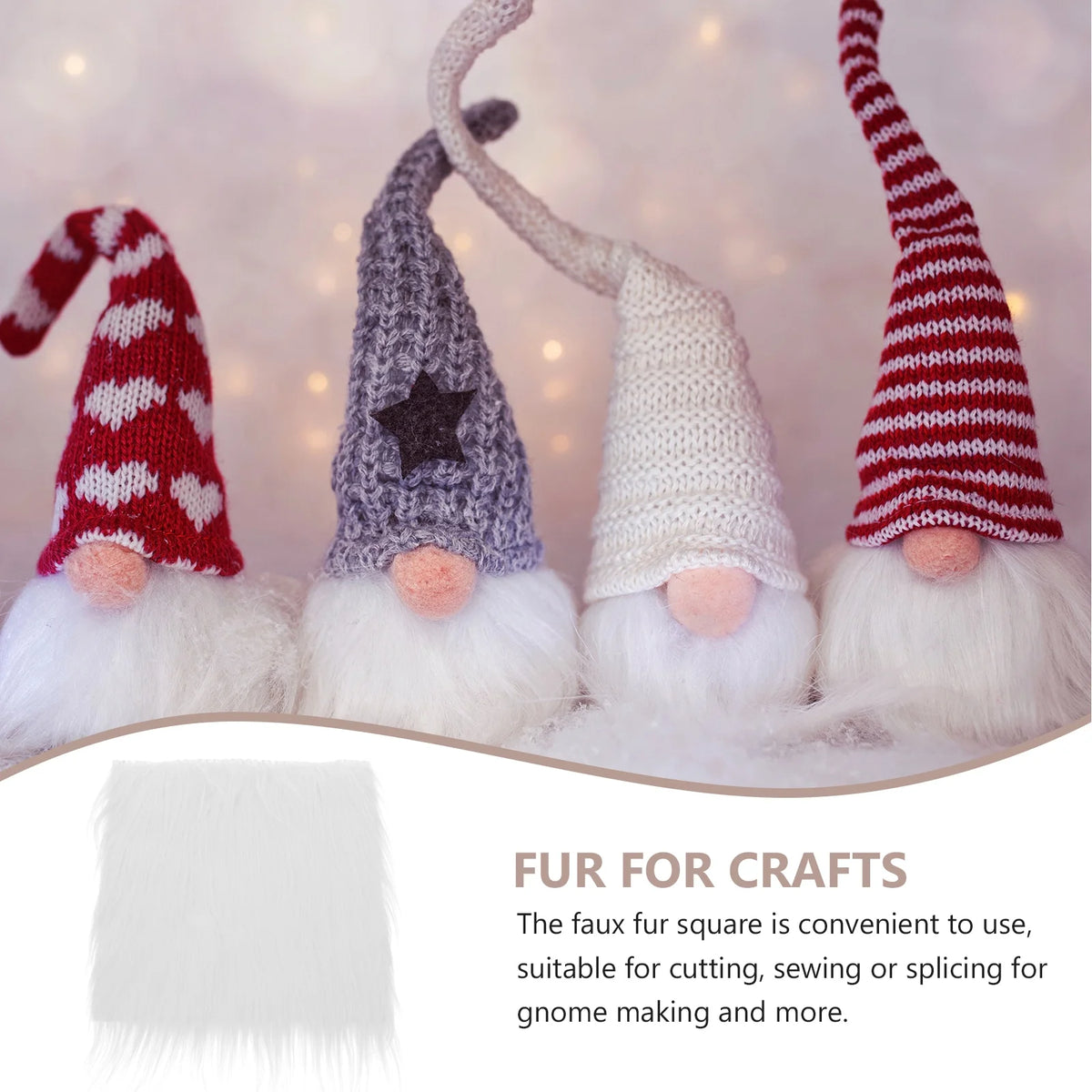 Craft Supply Decoration Gnome Doll DIY Making Supplies Including Square Faux Fur Fabric Wooden Balls G65840