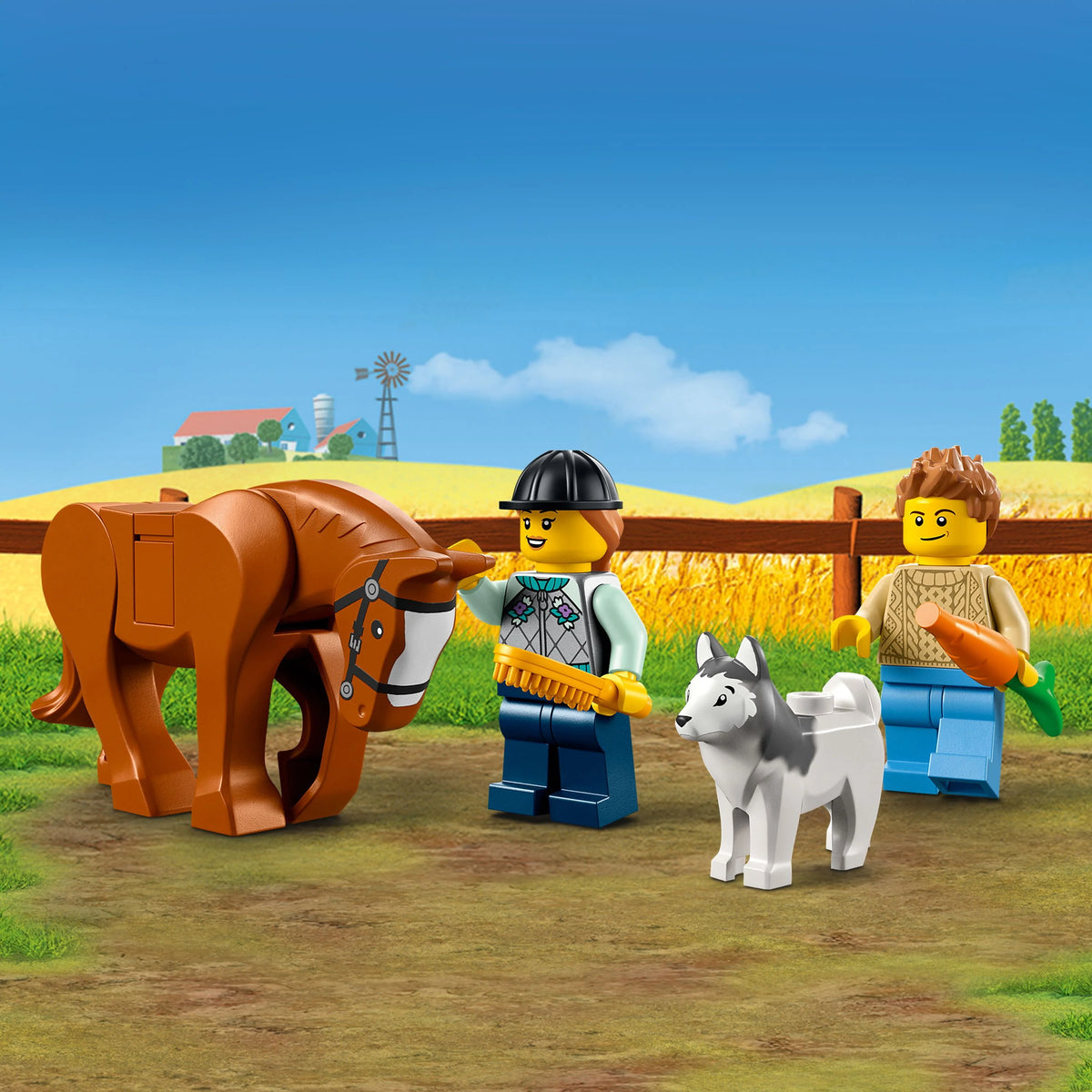 Horse Transporter Set with SUV Toy Car and Trailer Q79448