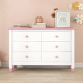 White Pink 6 Drawer Wooden Storage Dresser N7708