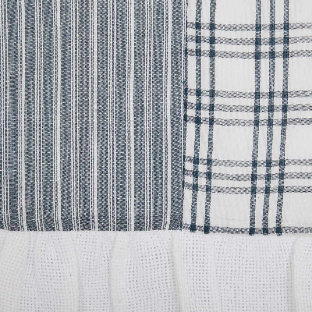 Blue Farmhouse Window Panel Set with Attached Valance T95730