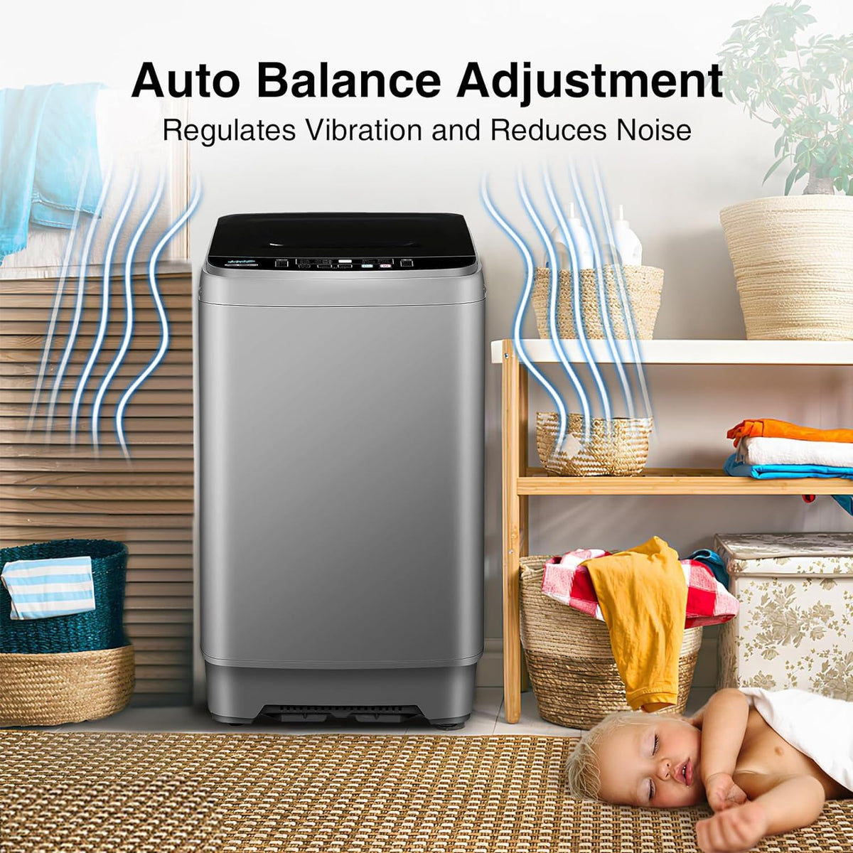 Grey Portable Compact Washing Machine with Led Display A147