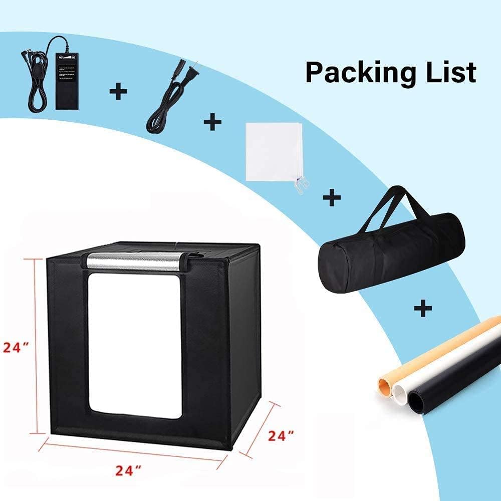 Portable Foldable 24 x 24 Inch Photo Studio Light Box Kit with LED Lights and 6 Color Backdrops P687818