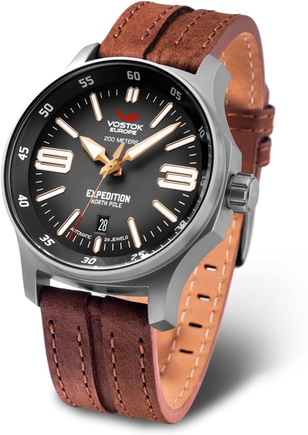 Mens Analog Automatic Watch with Leather Bracelet C445