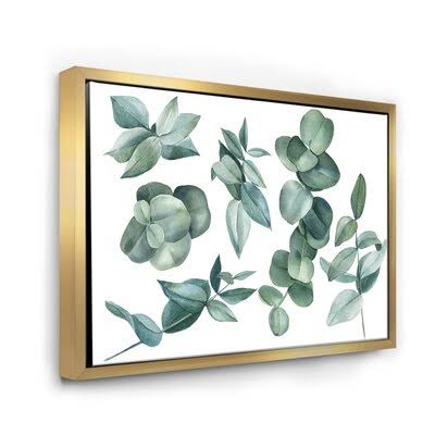 Dark Green Eucalyptus Leaves Painting on Canvas R935