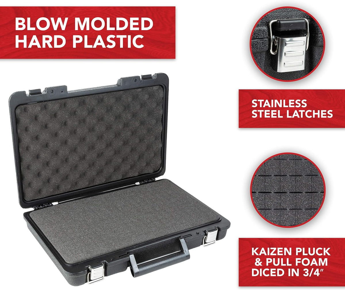 Universal Hard Carrying Case with Pick and Pluck Foam, 17 x 12 x 3 In. G759764