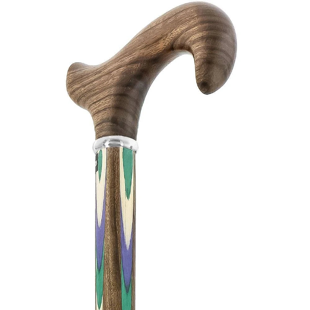 Green Blue Inlaid Derby Walking Cane with Ovangkol Shaft P492