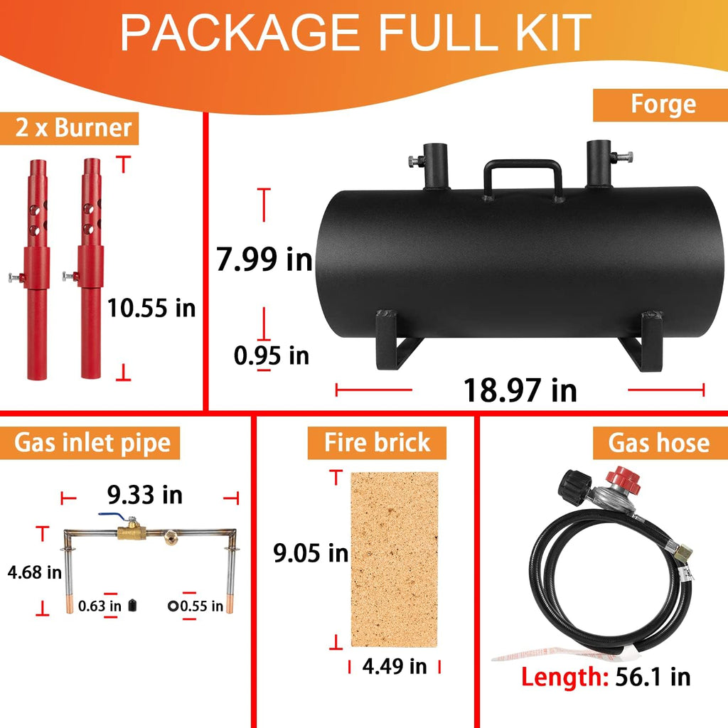 Double Burner Portable Propane Forge 19" x 6.75 x 3.5" T981485