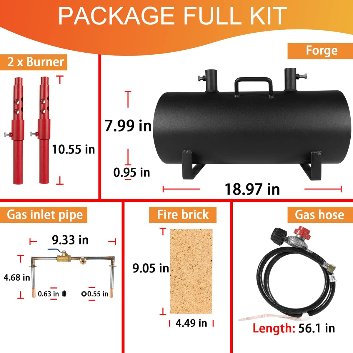 Double Burner Portable Propane Forge 19" x 6.75 x 3.5" T981485