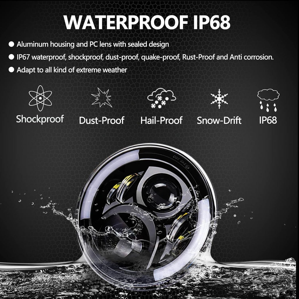 7Inch Round LED Motorcycle Headlights with Housing Bucket Mount Bracket X875133