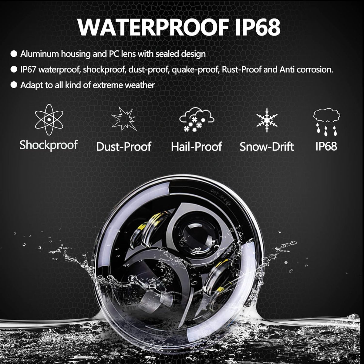 7Inch Round LED Motorcycle Headlights with Housing Bucket Mount Bracket X875133