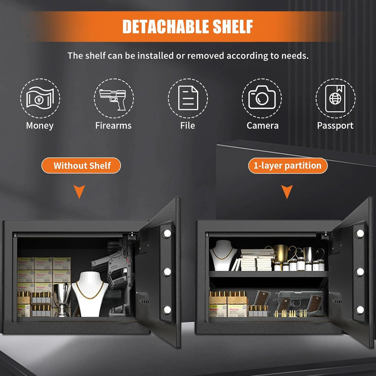 1.5 Cu ft Fireproof Waterproof Digital Home Safe Box with Detachable Shelf Z10504