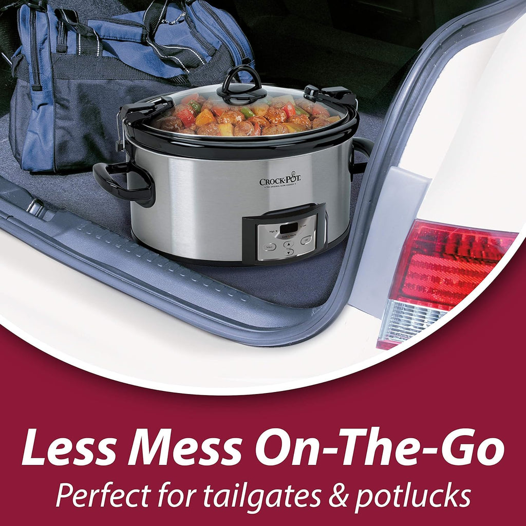 6 Quart Programmable Slow Cooker with Digital Timer, Stainless Steel E2105