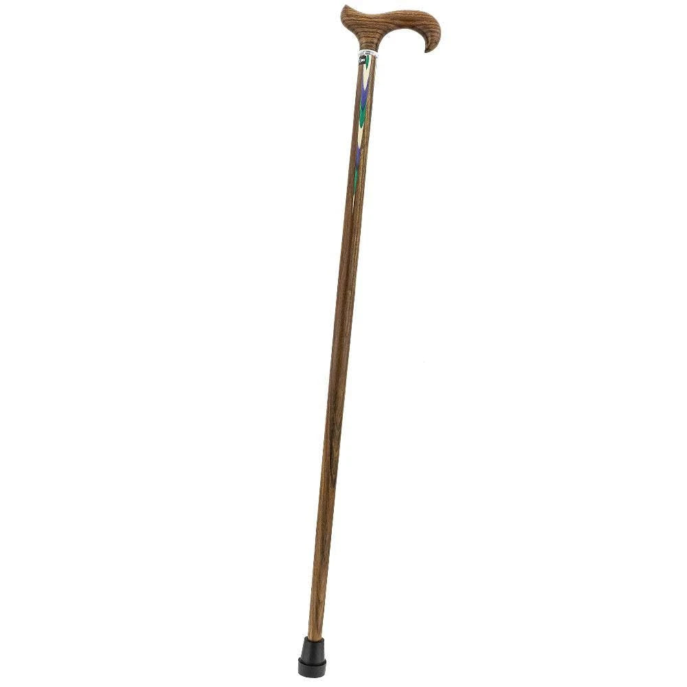 Green Blue Inlaid Derby Walking Cane with Ovangkol Shaft P492