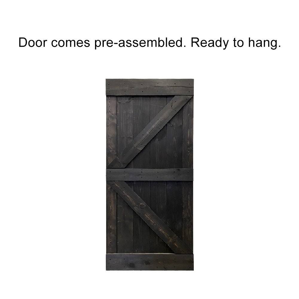 36 in. x 84 in. Red Walnut Stained Wood Interior Sliding Barn Door with Hardware Kit I89546