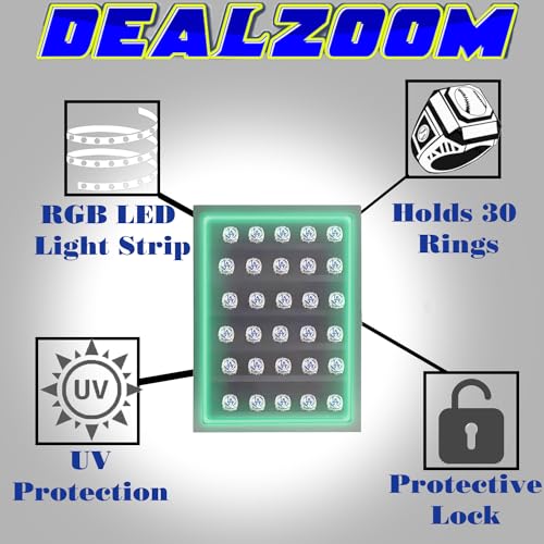 Black 30 Ring Glass Shadow Box with Lock Z40636