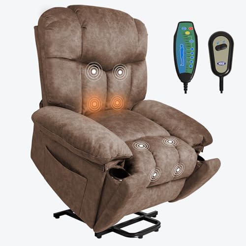 Grey Power Lift Recliner Chair with Massage and Cup Holders K6410
