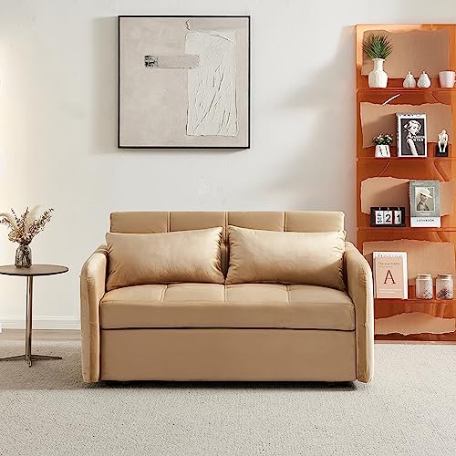 Pink Velvet Full Size Pull Out Sofa with USB Port X216