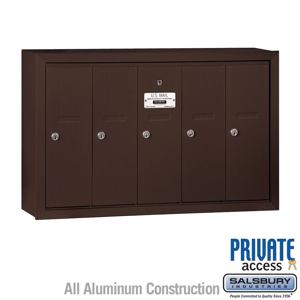 Vertical Mailbox, 5 Doors, Bronze N606934