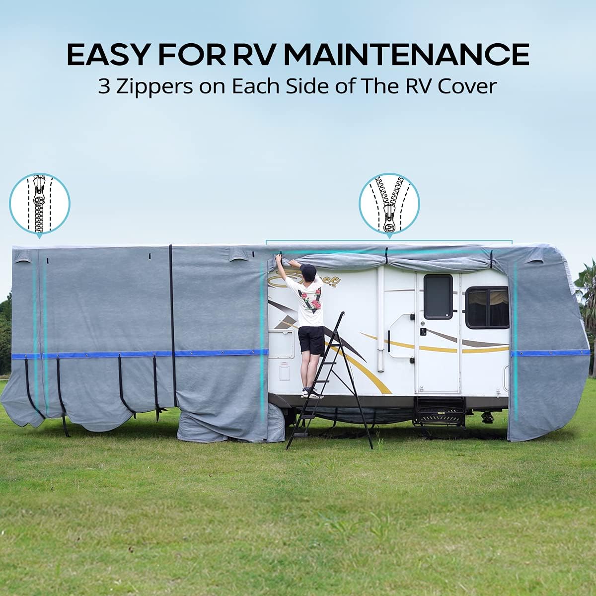 Class C RV Cover, 6-ply Camper Cover, Fits 20 - 23Ft Motorhome P171