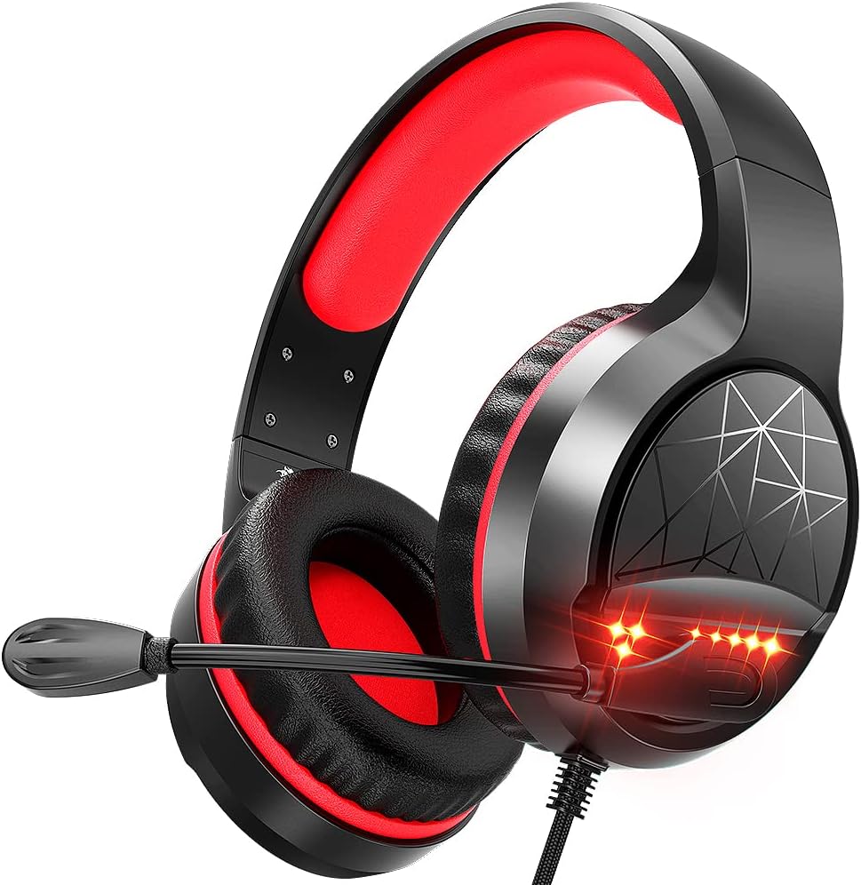 Gaming Headset Over Ear Headphones with Mic Red LED Light G291906