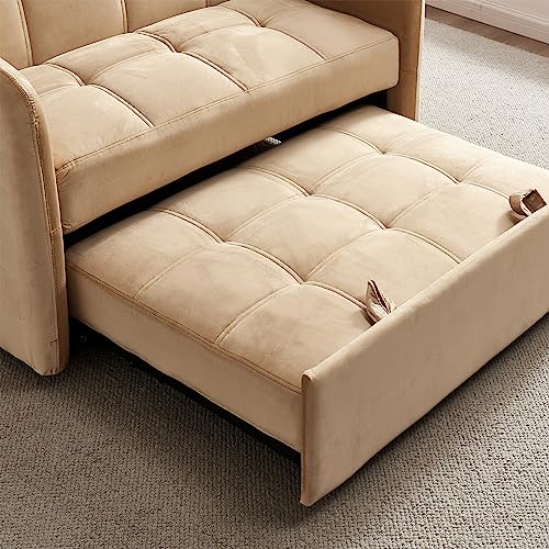Pink Velvet Full Size Pull Out Sofa with USB Port X216